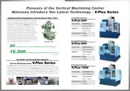 Pioneers of the Vertical Machining Center Matsuura introduce Our ...