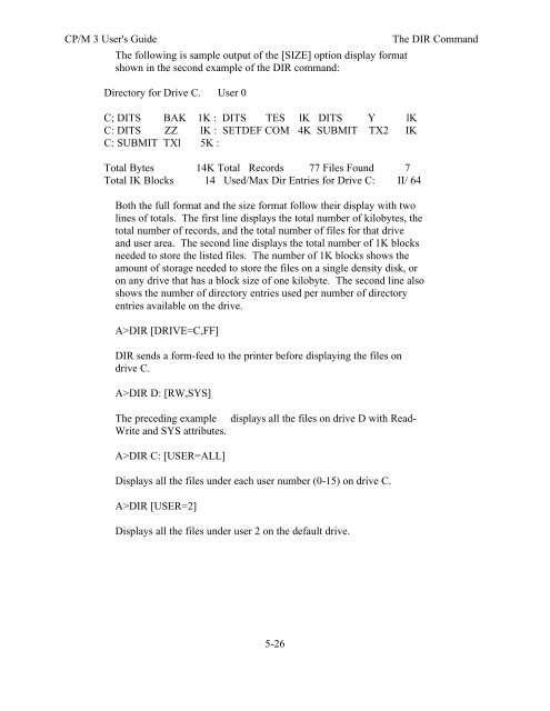 DIGITAL RESEARCH(r) CP/M Plus TM (CP/M Version 3) Operating ...