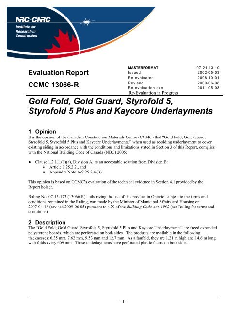 13066-R Gold Fold, Gold Guard, Styrofold 5, Styrofold 5 Plus and ...