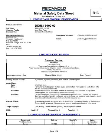 Material Safety Data Sheet R13 - Advanced Plastics