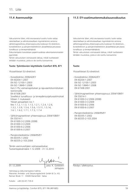 Comfort 870, 871 / Control x.81 - Marantec Antriebs