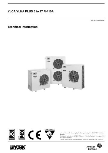 YLCA/YLHA PLUS 5 to 27 R-410A Technical Information - Cool