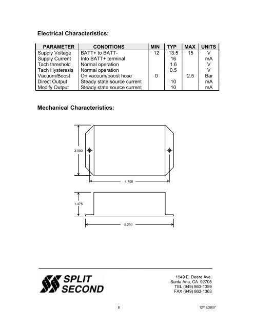 PSC1-003 datasheet pdf - Split Second