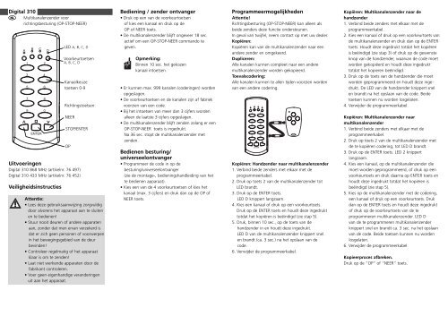 Digital 310 Uitvoeringen Veiligheidsinstructies Bediening ... - Marantec