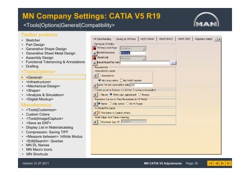 MN Company Settings: CATIA V5 R19 - MAN