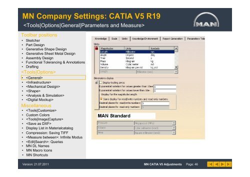 MN Company Settings: CATIA V5 R19 - MAN