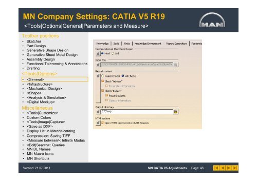 MN Company Settings: CATIA V5 R19 - MAN