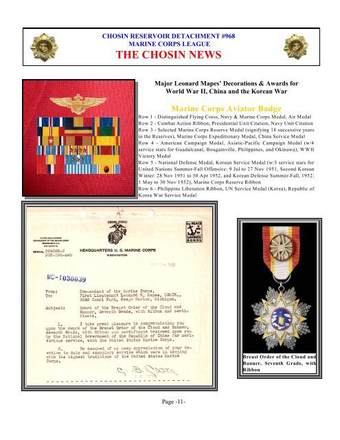 THE CHOSIN NEWS - Chosin Reservoir Detachment 968