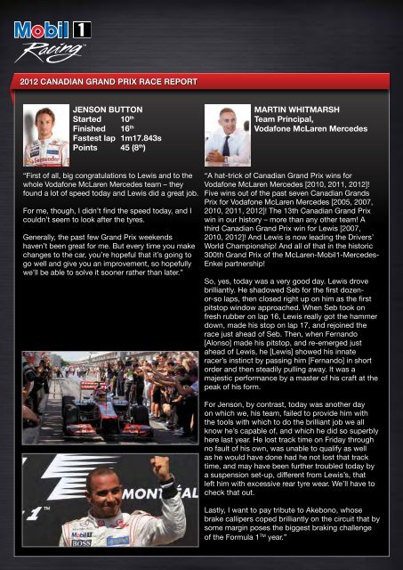 Check out the PDF Mobil 1 Racing newsletter - WP Motorsport