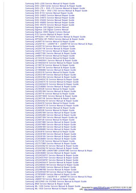 Service Manual Solutions Samsung Service and Instruction Manuals
