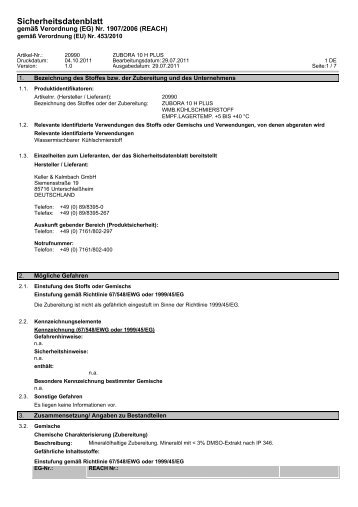 Sicherheitsdatenblatt Schneidkuehlmittel Standard 10 H Plus