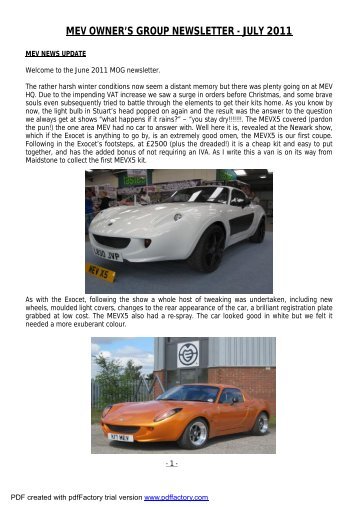 newsletter July 2011 - mev owners group