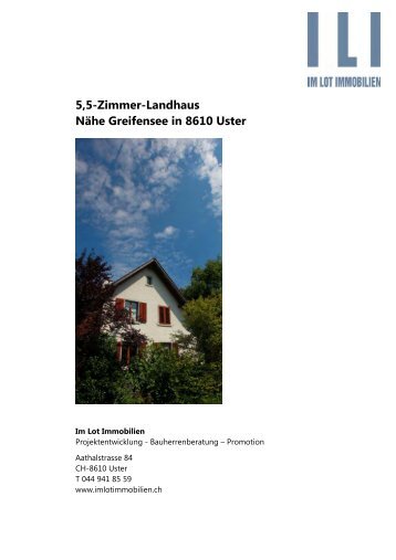 5,5-Zimmer-Landhaus Nähe Greifensee in 8610 ... - Im Lot Immobilien