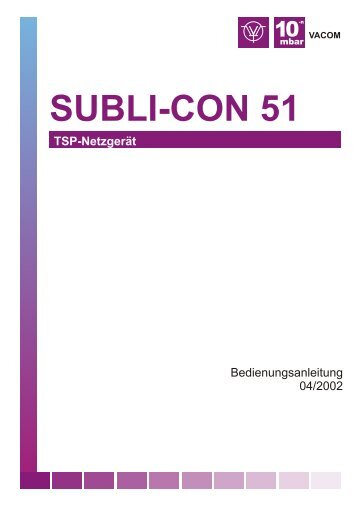 Bedienungsanleitung SUBLI-CON 51 - JEVATEC GmbH