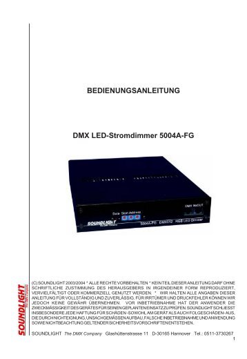 BEDIENUNGSANLEITUNG DMX LED-Stromdimmer ... - Manual