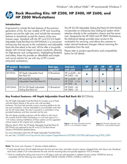 Rack Mounting Kits Hp Z Workstation Reliability
