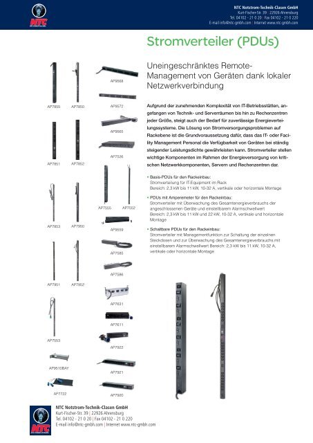 Stromverteiler (PDUs) - Notstrom-Technik-Clasen GmbH