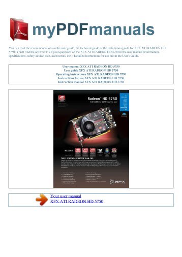 User manual XFX ATI RADEON HD 5750 - MY PDF MANUALS