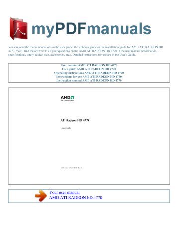 User manual AMD ATI RADEON HD 4770 - MY PDF MANUALS