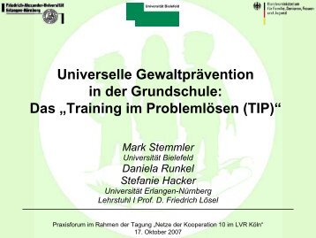 Vortrag von Prof. Dr. Mark Stemmler, Universität Bielefeld