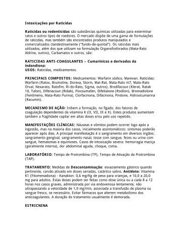 Intoxicaes por Raticidas