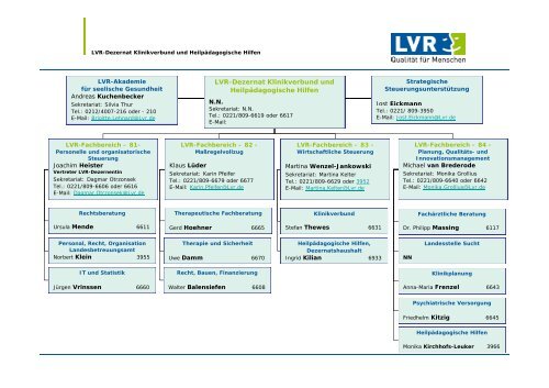 LVR-Dezernat Klinikverbund und Heilpädagogische Hilfen