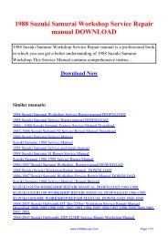 Suzuki samurai service manual download free Suzuki samurai service manual download free