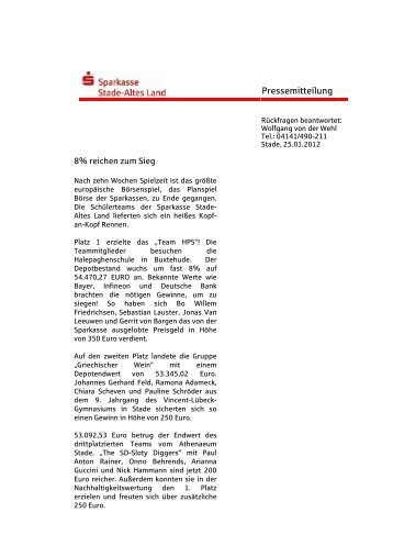 Pressemitteilung - Sparkasse Stade-Altes Land