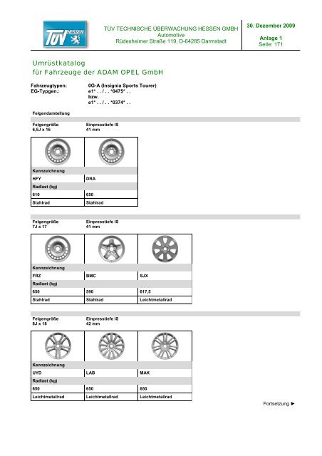 Umrüstkatalog für OPEL-Fahrzeuge - Opel-Niedersachsen