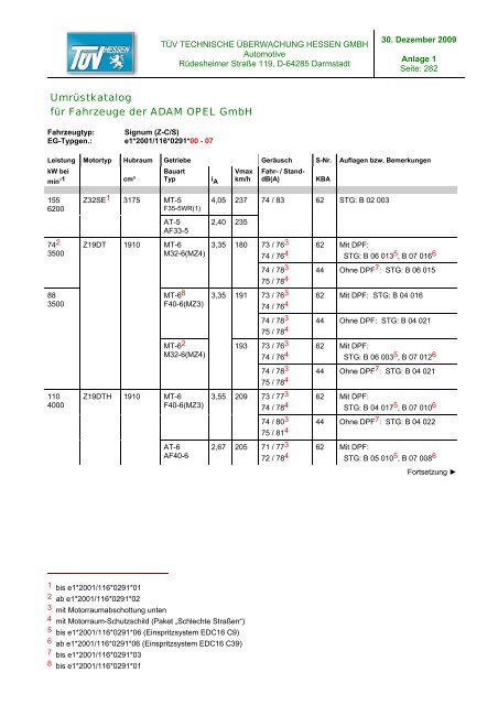 Umrüstkatalog für OPEL-Fahrzeuge - Opel-Niedersachsen