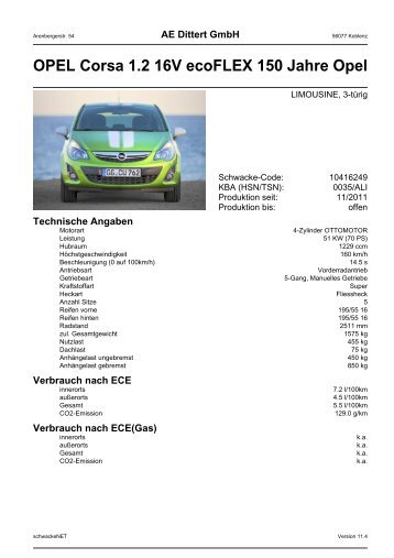 OPEL Corsa 1.2 16V ecoFLEX 150 Jahre Opel - Autohaus AE-Dittert ...