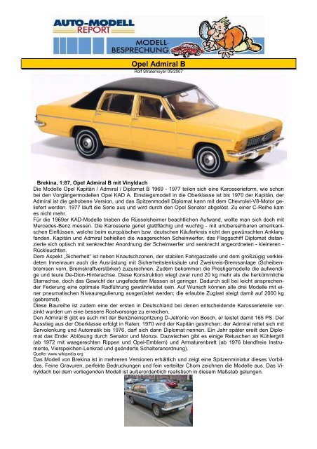 BREKINA 20721 OPEL Diplomat B, Grün Metallic / Schwarz Matt Ich 1:87