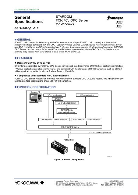 FCN/FCJ OPC Server for Windows - Yokogawa