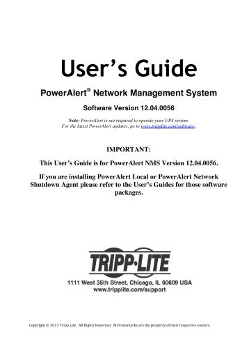 PowerAlert NMS Installation and User Manual - Tripp Lite