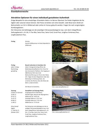 Eisenbahnsafari Berner Oberland - Hotel Alpenblick Wilderswil