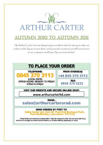 AUTUMN 2010 TO AUTUMN 2011 - Arthur Carter Ltd Online Shop