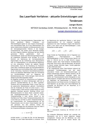 Das Laserflash Verfahren - Arbeitskreis Thermophysik