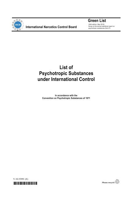 List of Psychotropic Substances under International Control - INCB