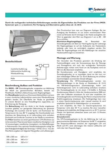 Auslegung des Ventilators ist aus einem verschmutzten Filter - IMOS ...