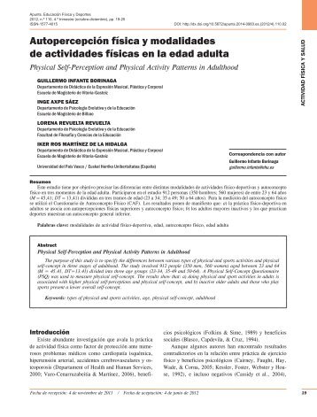 Autopercepción física y modalidades de actividades físicas en la edad adulta