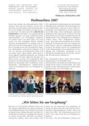 Weihnachtsbrief 2007 - Maria Loreto