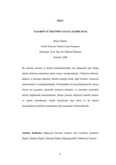 virtualization of design and production a thesis - Bilkent University