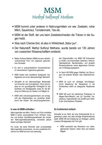 Methyl Sulfonyl Methan - nutrition world group