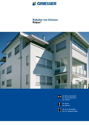 Rolladen von Griesser. Rolpac® - Hegglin Storen GmbH