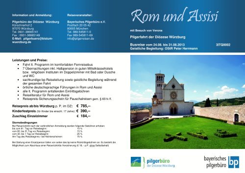 Rom und Assisi mit Besuch von Verona - Bayerisches Pilgerbüro