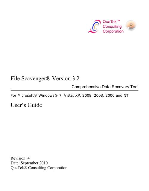 File Scavenger® PDF Manual English version - QueTek ...