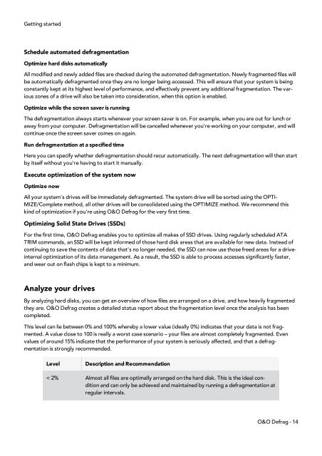 O&O Defrag 15 User's Guide - O&O Software