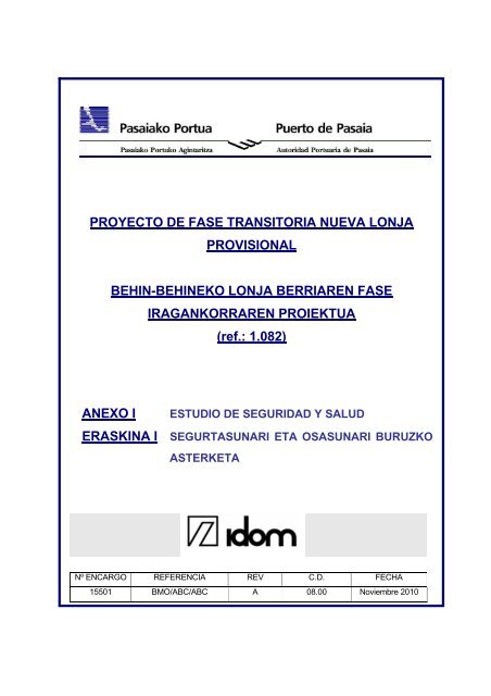 proyecto. anexo i memoria - Autoridad Portuaria de Pasajes