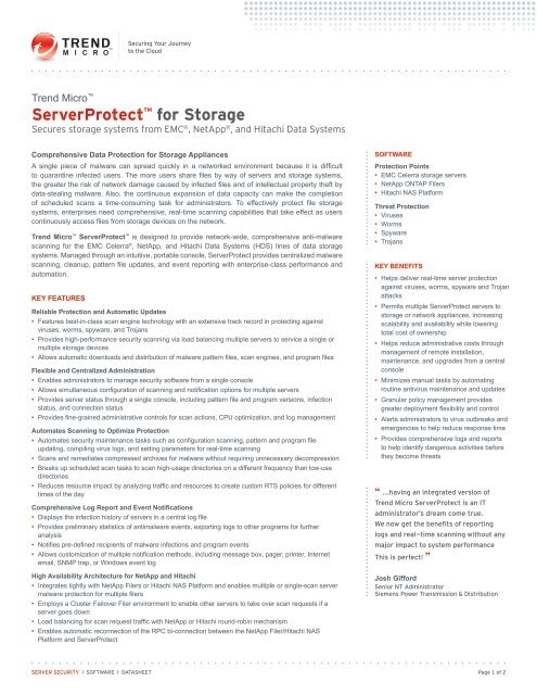 ServerProtect™ for Storage - Trend Micro
