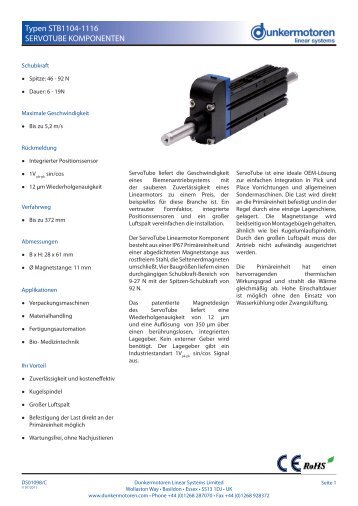 Servotube Motor Komponenten 11xx Datenblatt - Maccon.de